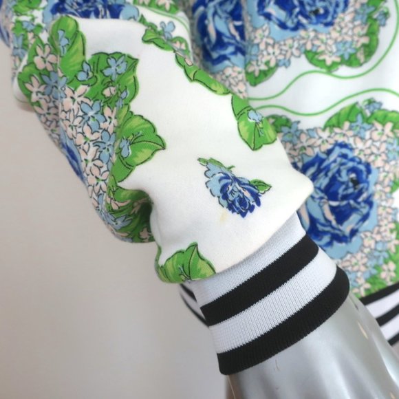 RODARTE RUFFLED LACE YOKE SWEATSHIRT WHITE/BLUE FLORAL PRINT SIZE EXTRA SMALL - Picture 4 of 10